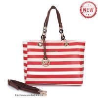 michael kors striped groot rood boekentassen Rotterdam Fashion 0435m323